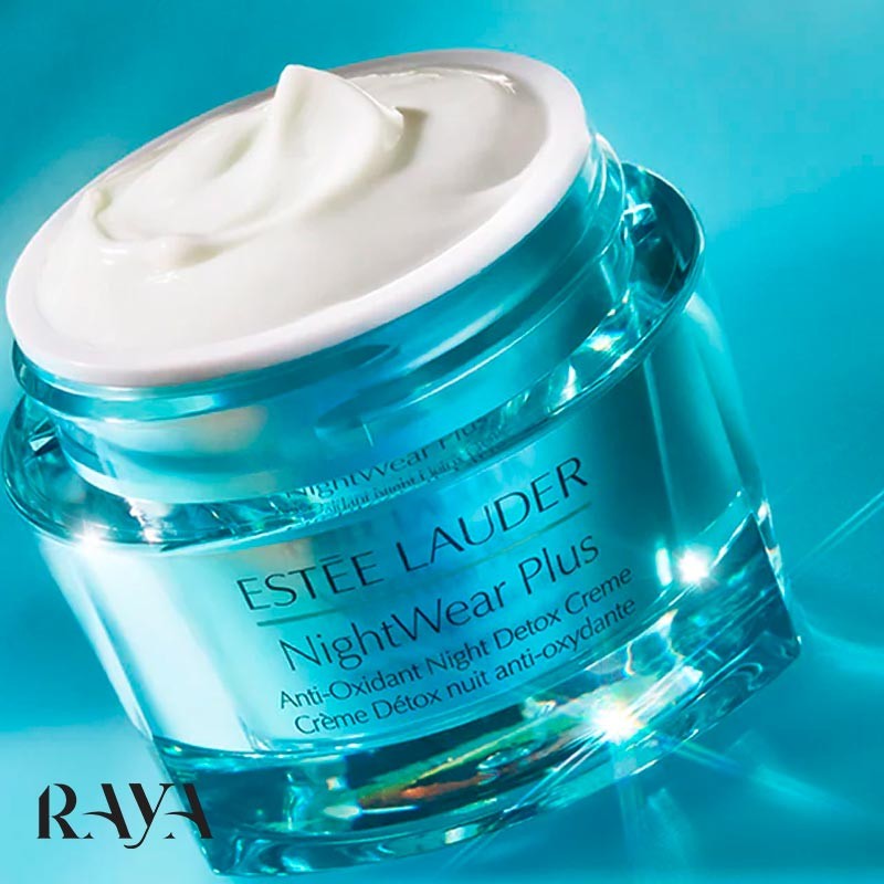 کرم شب مرطوب کننده نایت ویر پلاس استی لادر مدل آنتی اکسیدان نایت دتوکس Estee Lauder NightWear Plus Moisturizer Anti-Oxidant Night Detox Creme