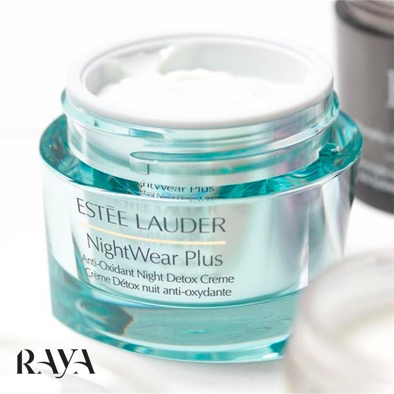 کرم شب مرطوب کننده نایت ویر پلاس استی لادر مدل آنتی اکسیدان نایت دتوکس Estee Lauder NightWear Plus Moisturizer Anti-Oxidant Night Detox Creme
