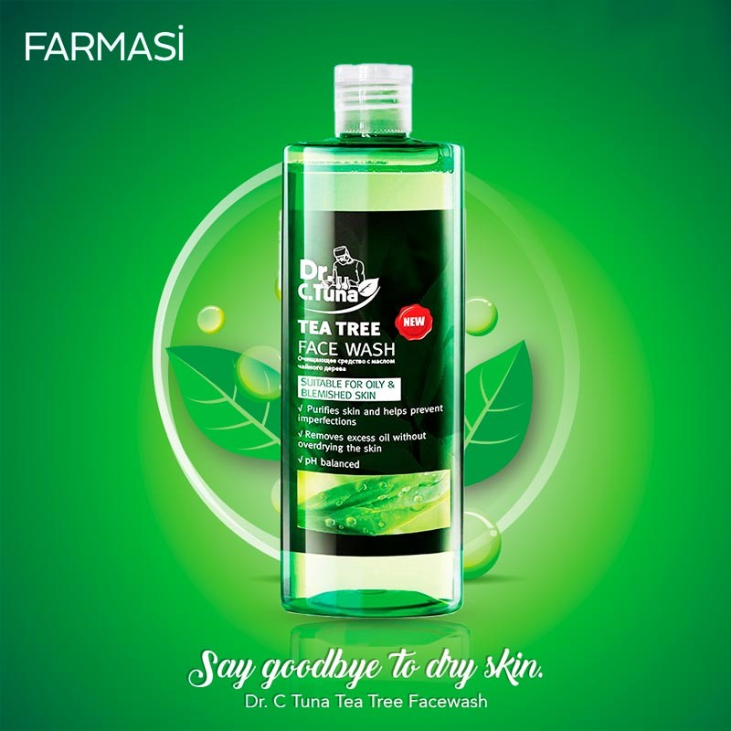 ژل شستشوی صورت ضدجوش تی تری حاوی روغن درخت چای دکتر سی تونا فارماسی Farmasi Dr C Tuna Tea Tree Series Face Wash