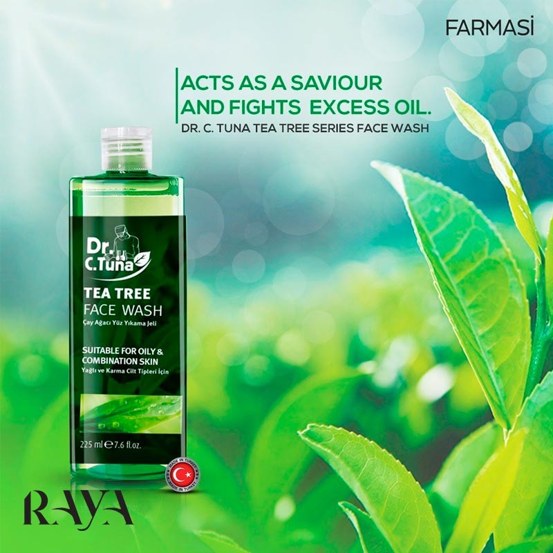 ژل شستشوی صورت ضدجوش تی تری حاوی روغن درخت چای دکتر سی تونا فارماسی Farmasi Dr C Tuna Tea Tree Series Face Wash