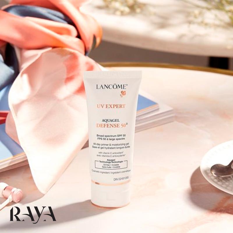 کرم ضد آفتاب، پرایمر و مرطوب کننده صورت یووی اکسپرت آکواژل دیفنس لانکوم با Lancome UV Expert Aquagel Defense 50 Sunscreen SPF 50