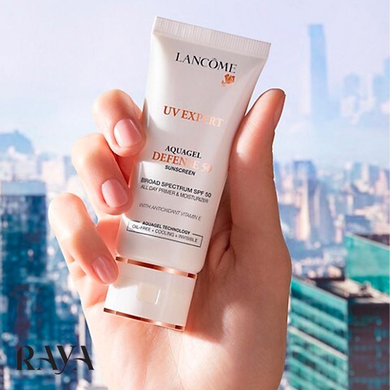 کرم ضد آفتاب، پرایمر و مرطوب کننده صورت یووی اکسپرت آکواژل دیفنس لانکوم با Lancome UV Expert Aquagel Defense 50 Sunscreen SPF 50