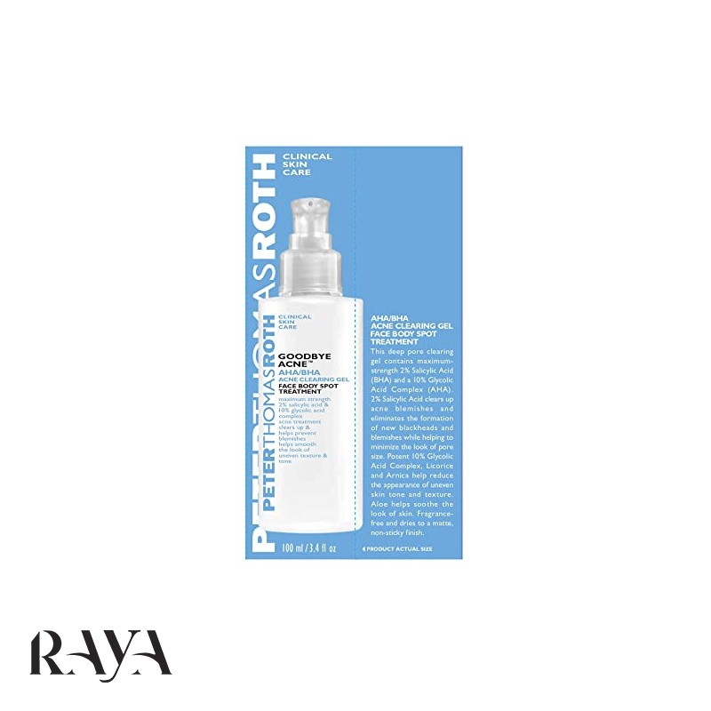 ژل ضد جوش و ضد لک صورت و بدن پیتر توماس راث حاوی آ اچ آ و بی اچ آ مدل گودبای آکنه Peter Thomas Roth Goodbye Acne AHA/BHA Acne Clearing Gel Face Body Spot Treatment