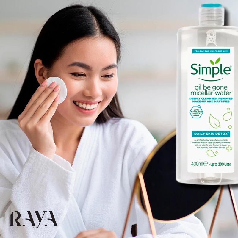 میسلارواتر مخصوص پوست چرب سیمپل مدل دیلی اسکین دتوکس اویل بی گان Simple Daily Skin Detox Oil Be Gone Micellar Water
