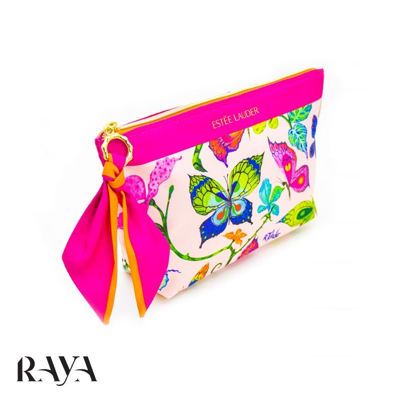 کیف لوازم آرایشی پروانه و ربان دار استی لادر مدل باترفلای پرینتد Estée Lauder Butterfly Printed Cosmetic Makeup Bag