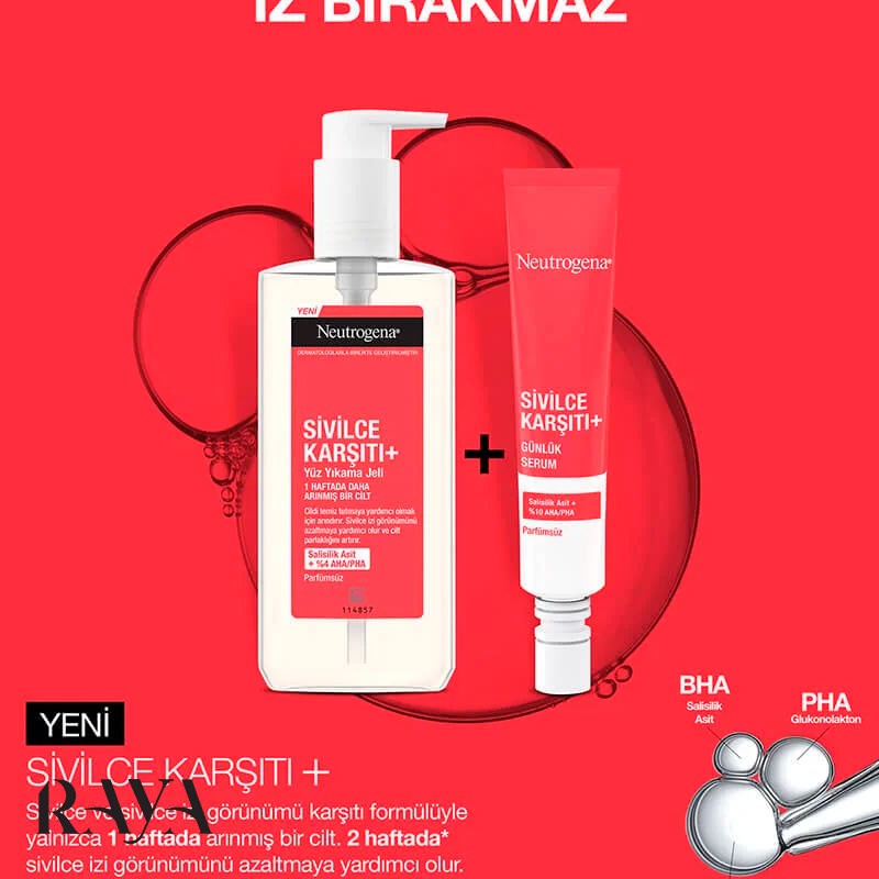 ژل شستشوی صورت ضد آکنه و جوش نوتروژینا مدل سیویلس کارسیتی پلاس Neutrogena Sivilce Karşıtı+ Yüz Yıkama Jeli