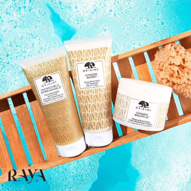 کرم بدن آبرسان و تغذیه کننده زنجبیل اوریجینز مدل جینجر سوفله ویپد Origins Ginger Souffle Whipped Body Cream