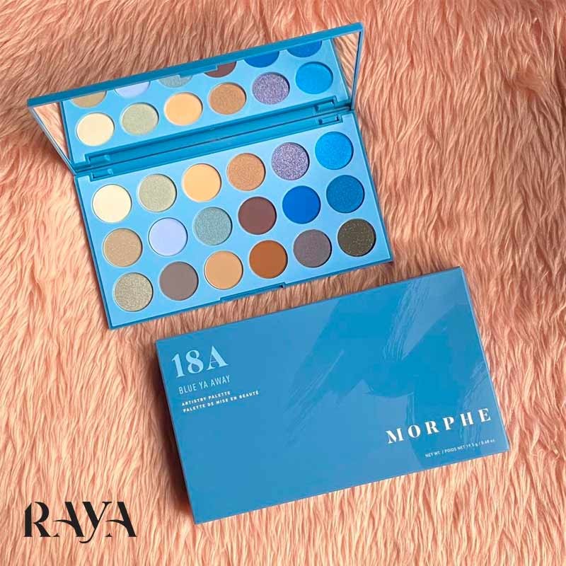 پالت سایه چشم 18 رنگ مورفی آبی مدل 18A بلو یا اوی آرتیستی پلت Morphe 18A Blue Ya Away Artistry Palette