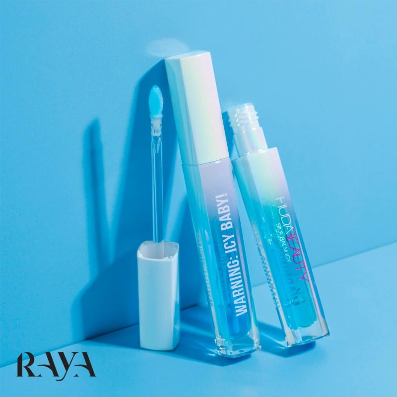 بالم لب یخی حجم دهنده و خنک و براق کننده هدی بیوتی مدل سیلک بالم آیسی کریو پلامپینگ Huda Beauty Silk Balm Icy Cryo-Plumping Lip Balm