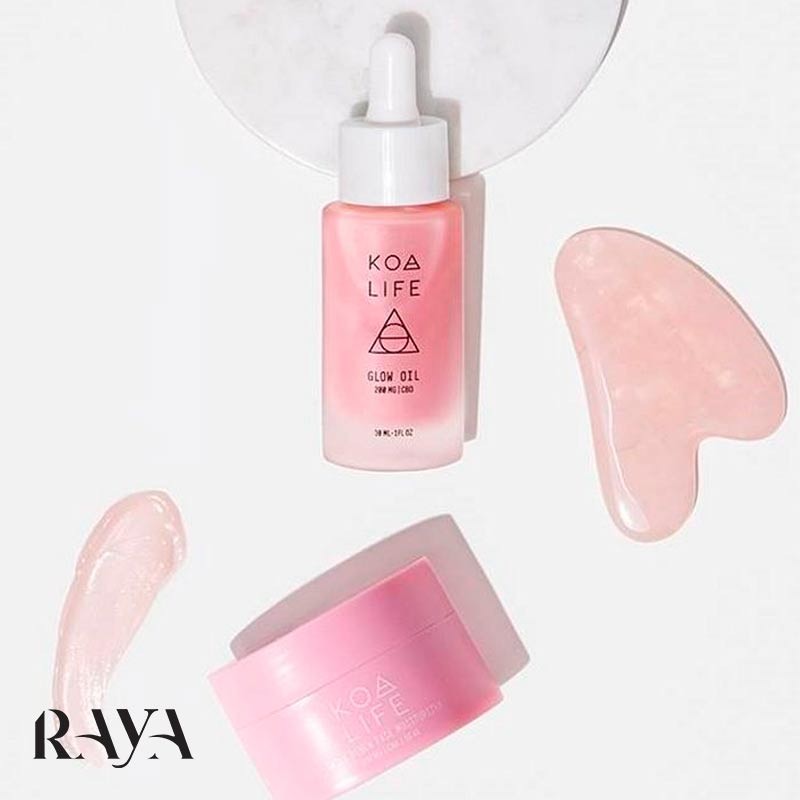 ماساژور صورت سنگ گوا شا رز کوارتز صورتی کوآ لایف Koa Life Rose Quartz Gua Sha Massager 