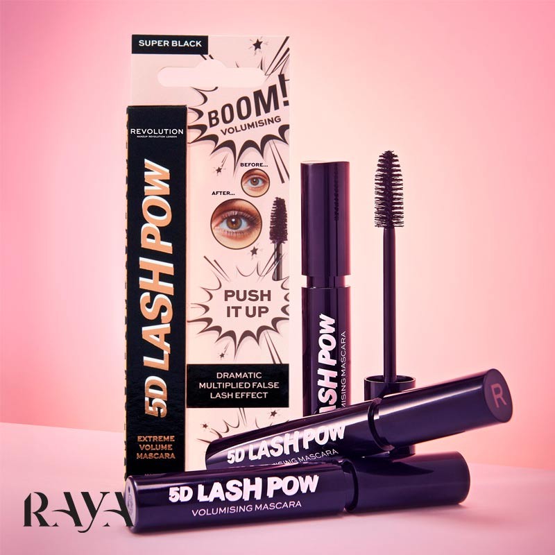 ریمل فوق العاده مشکی حجم دهنده و بلند کننده مژه 5 بعدی رولوشن مدل 5 دی لش پو Makeup Revolution 5D Lash Pow Mascara
