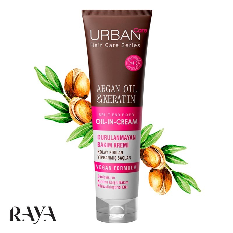 کرم مو ترمیم کننده حاوی روغن آرگان و کراتین اربن کر Urban Care Hair Care Series Argan Oil&Keratin Split And Fixer Oil-In-Cream